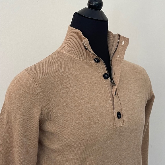 Hugo Boss Sweater Half Zip Buttons Beige Pullover